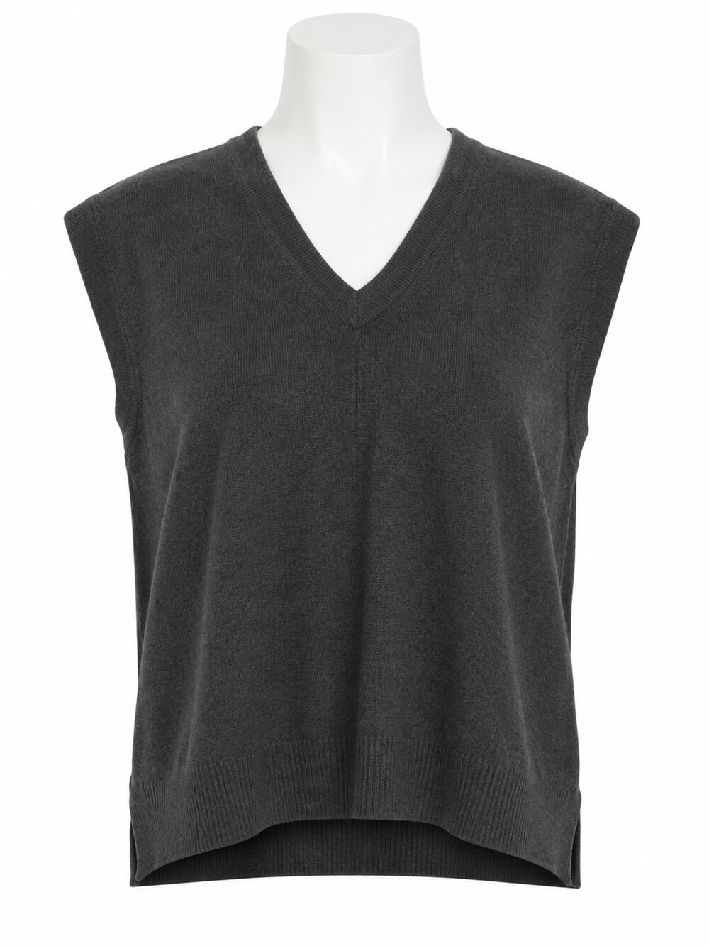 Splendid Jane Cashblend Sweater Vest | Charcoal V-Neck Luxe Minimal | Size XS